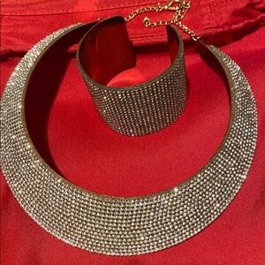 Gold, silver Rhinestone Necklace and Bracelet Set